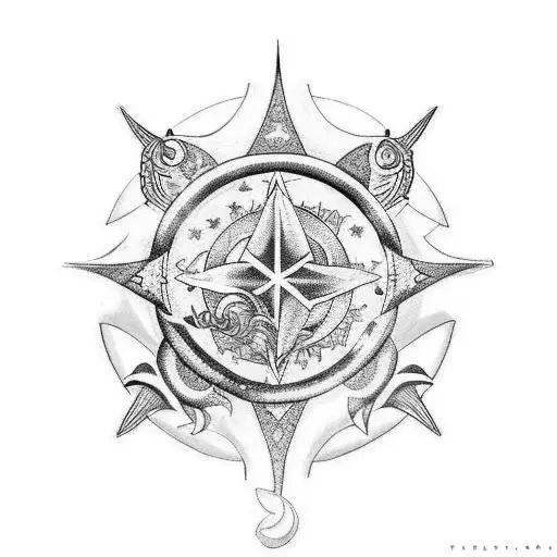 A Puerto Rico inspired tattoo with a celestial horoscope motif, representing spiritual connection to the island tattoo design idea