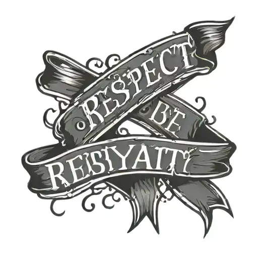 with respect comes loyalty in middle of ribbon in graffiti font mafia style tattoo design idea