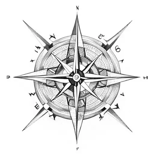 A compass rose with football laces intertwined in the design tattoo design idea
