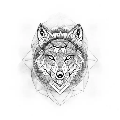 alpha wolf meditating with chakras in lost time tattoo design idea