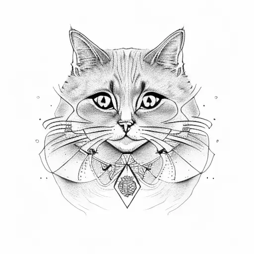 cat skull tattoo design idea