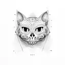 cat skull tattoo design idea