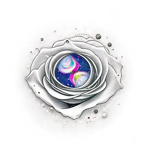 reloj roto, rosas, galaxia tattoo design idea