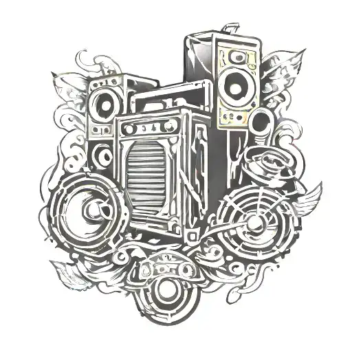 Car audio, speakers, subwoofer, amplification oldschool tattoo design idea