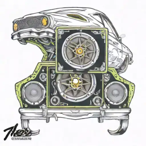 Car audio, speakers, subwoofer, enhance diamonds tattoo design idea