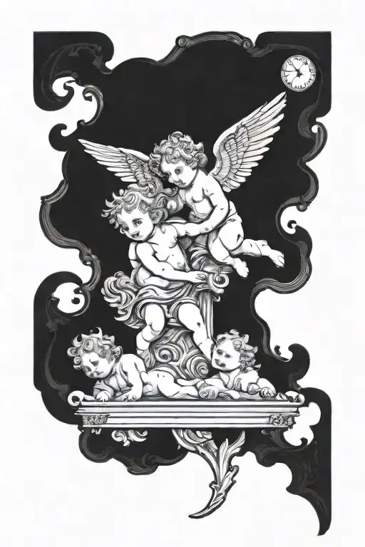 History and Cherubs  tattoo design idea