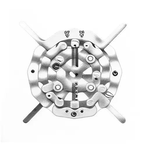 Bicycle chain with "Pam, Bob, Joan, Stephen, Ann, Rosie, Jason, James, Georgina, Emily" taking the place of the links tattoo design idea