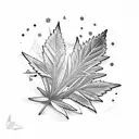 weed leaf skateboarder  tattoo design idea