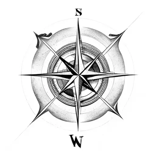 A compass background with an Anchor and helm in the foreground with rope connecting the anchor and helm tattoo design idea