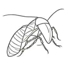 tattoo design of a minimalist black cockroach, leaving a trail across the arm marked by discontinuous lines marking the  tattoo design idea