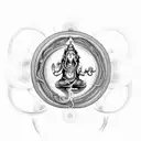 shiva trident with Ganesh tusk and Vishnu's chakram  tattoo design idea