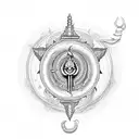 shiva trident with Ganesh tusk and Vishnu's chakram  tattoo design idea