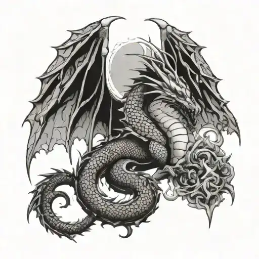 dragon with angel wings tattoo design idea