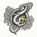 wu tang clan logo incorporated within tattoo design idea