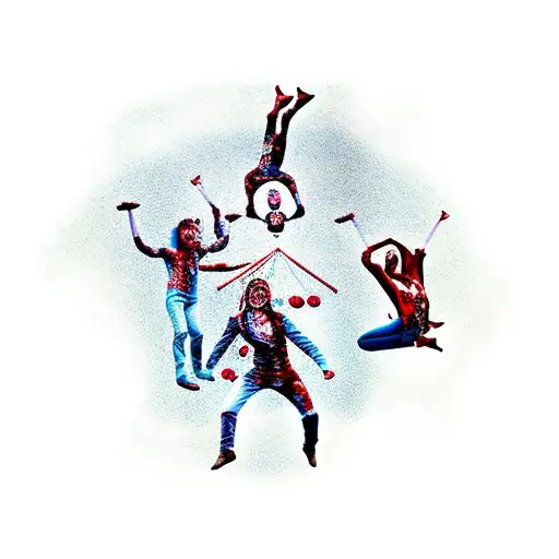 A circus tent filled with zombie acrobats performing daring stunts tattoo design idea