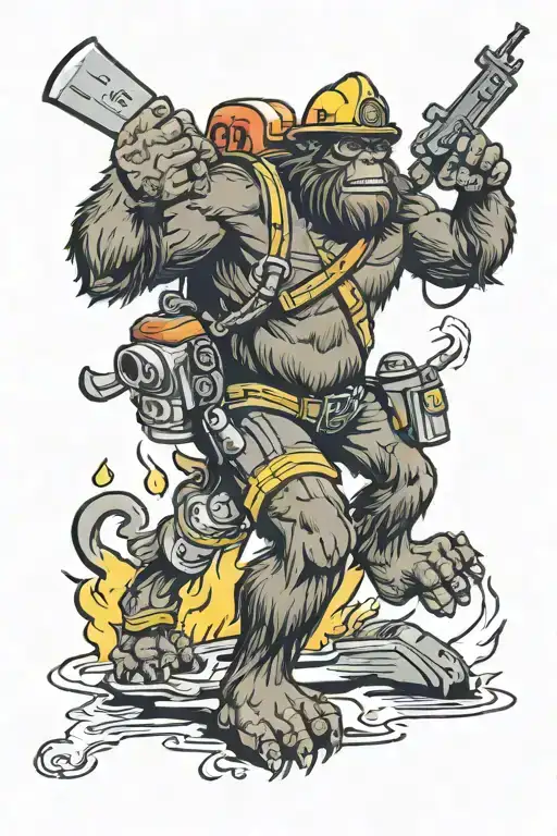 bigfoot firefighter  tattoo design idea