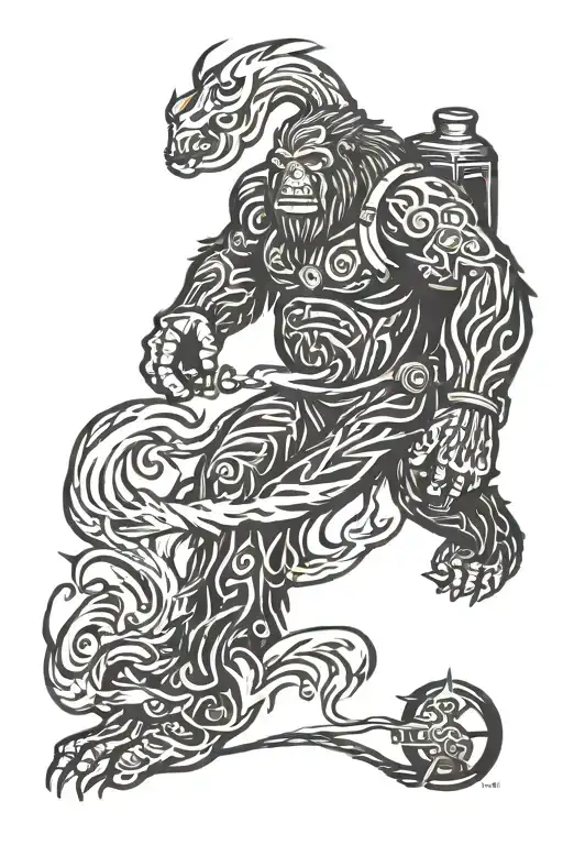 bigfoot firefighter  tattoo design idea