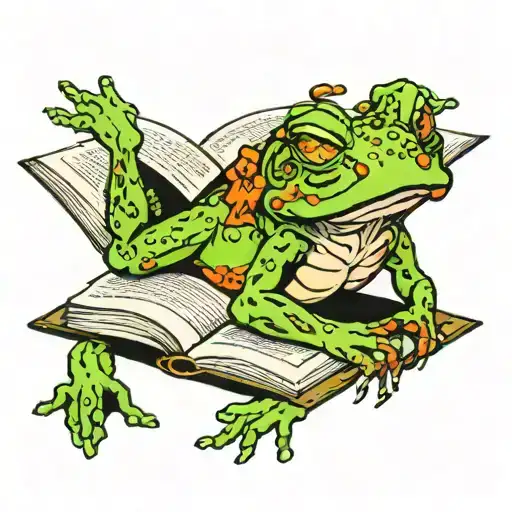 Marilyn Monroe frog reading book tattoo design idea