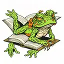Marilyn Monroe frog reading book tattoo design idea