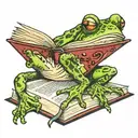 Marilyn Monroe frog reading book tattoo design idea