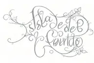 word 'isla del encanto' written across tattoo design idea