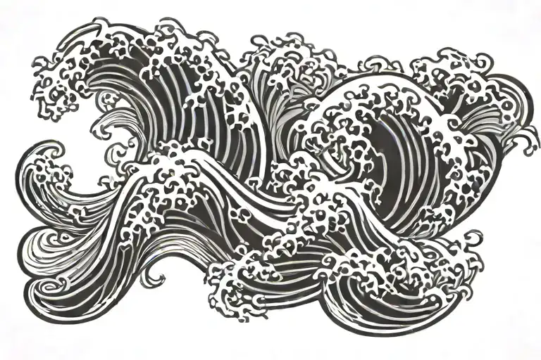 japanese wave wrist tatto that wraps around the whole wrist. the waves calm on the top side of the wrist but are rough tattoo design idea