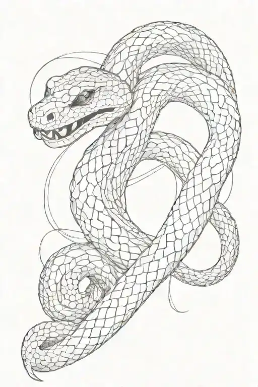 snake around leg tattoo design idea