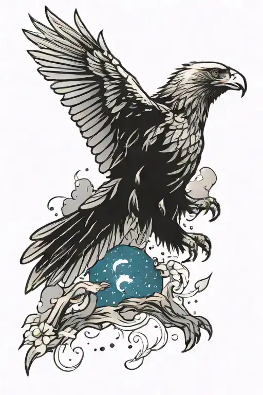 wedge tailed eagle night sky tattoo design idea
