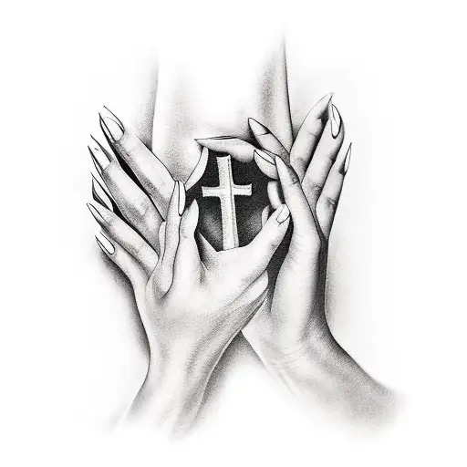 Christian Female hands praying  tattoo design idea