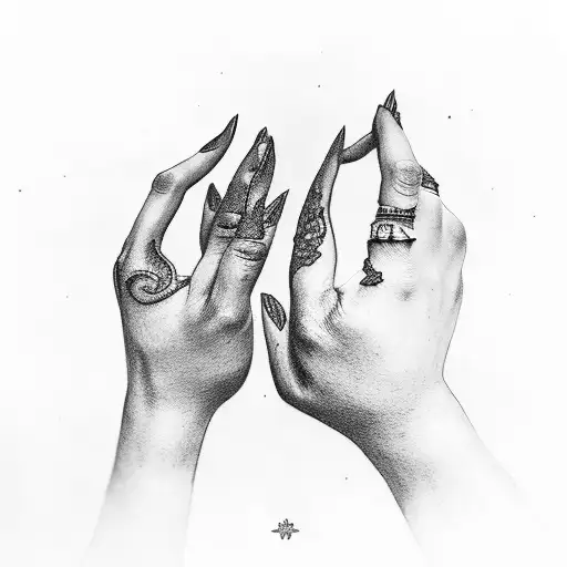 Female hands praying tattoo design idea