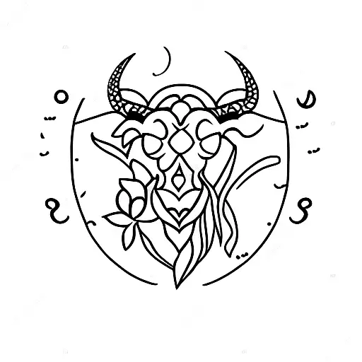 taurus sign with flowers tattoo design idea