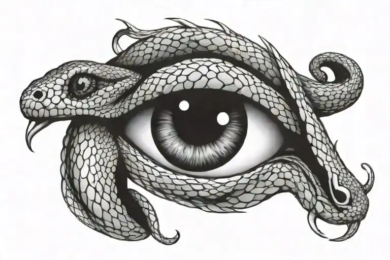 snake with woman's eye tattoo design idea