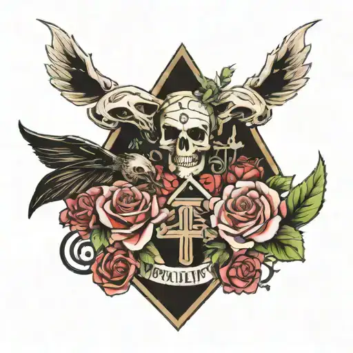 include names "Nikki", "Harry", "Corey", "River", "Piper" and "Skate"  incorporated into the design tattoo design idea