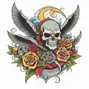 include names "Nikki", "Harry", "Corey", "River", "Piper" and "Skate"  incorporated into the design tattoo design idea