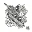 include names "Nikki", "Harry", "Corey", "River", "Piper" and "Skate"  incorporated into the design tattoo design idea