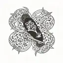 include names "Nikki", "Harry", "Corey", "River", "Piper" and "Skate"  incorporated into the design tattoo design idea