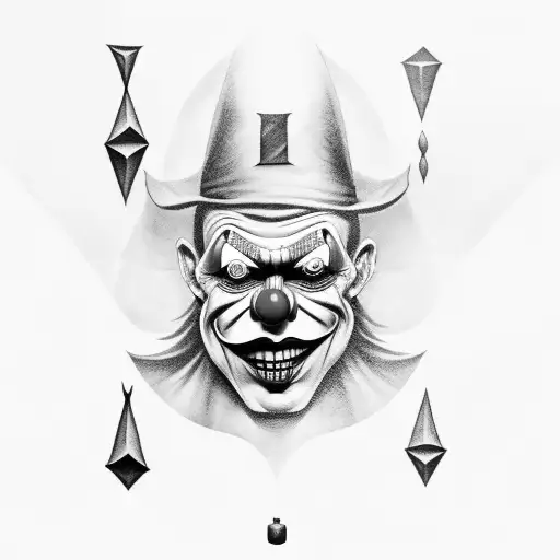 evil clown and rune stones  tattoo design idea