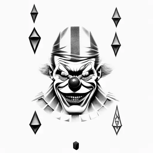 evil clown and rune stones  tattoo design idea