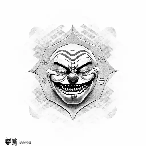 evil clown and rune stones  tattoo design idea