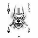 evil clown and rune stones  tattoo design idea
