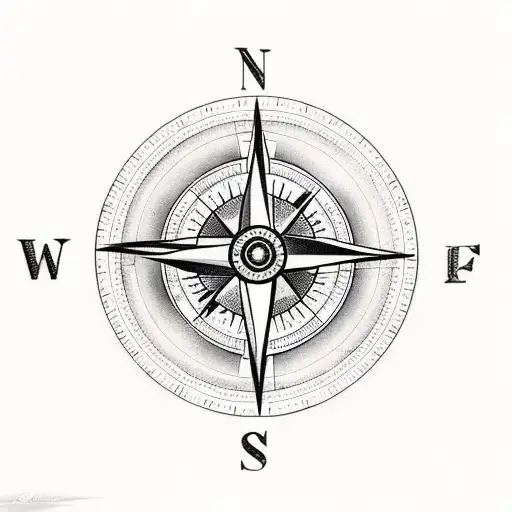 A film camera shooting a compass surrounded by birds in flight tattoo design idea