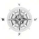 A film camera shooting a compass surrounded by birds in flight tattoo design idea