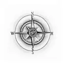 A film camera shooting a compass surrounded by birds in flight tattoo design idea