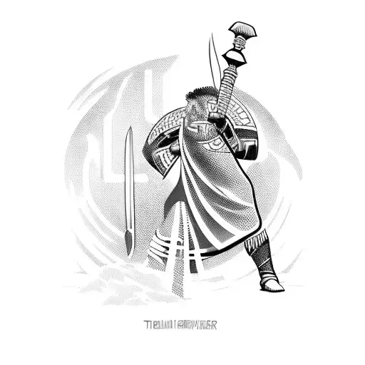 time with greek warrior tattoo design idea