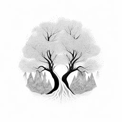 magic tree tattoo design idea