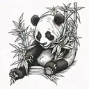 fubao panda eating bamboo tattoo design idea