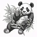 fubao panda eating bamboo tattoo design idea