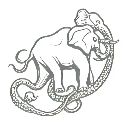 octopus and elephant tattoo design idea