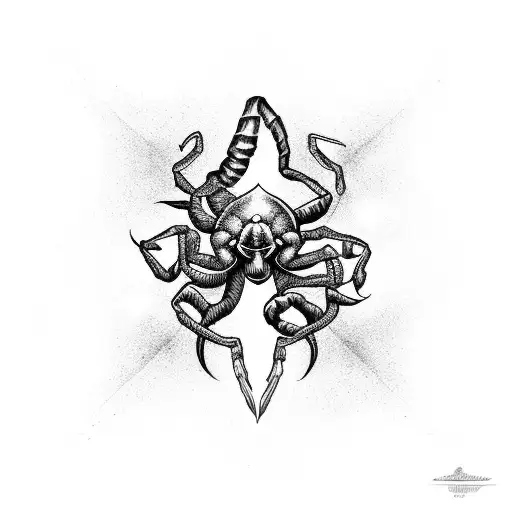 stars in ascending size with scorpion passing through for side of the hip tattoo design idea
