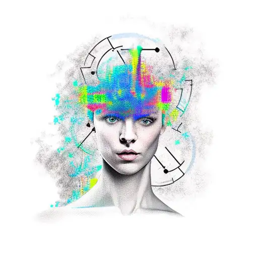 stick figure with processor head tattoo design idea